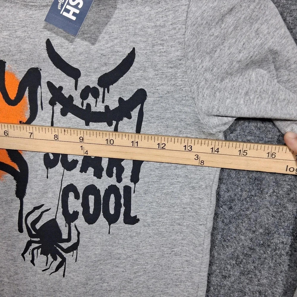 OshKosh Bgosh Kids Gray Scary Cool Halloween Ghost Spider Long Sleeve Tee Size 7
